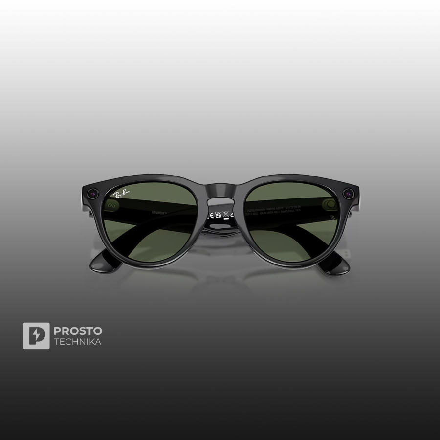 Ray-Ban Headliner (Gen 2) Глянцевый Чёрный с Зелёными Линзами (Зелёный)